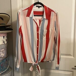 Velvet Heart Red, Pink, Blue & White Striped Top